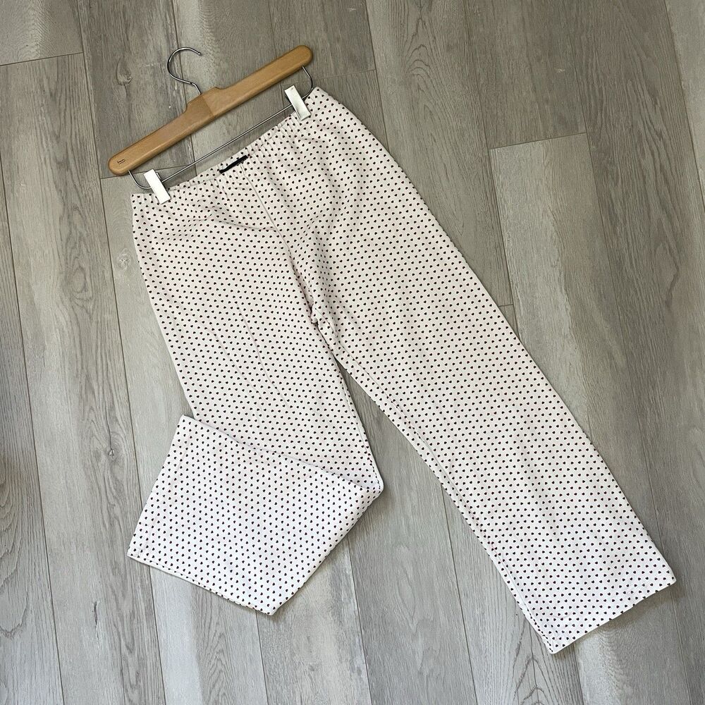 Brandy Melville Pants heart print straight leg womens White one size loungewear